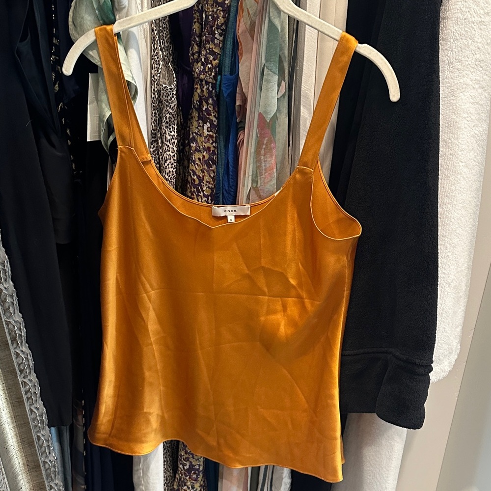 Vince Silk Gold Tank Top